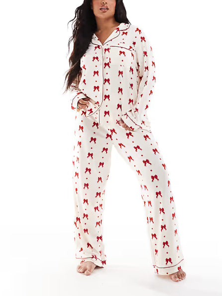 Exclusive Red Bow Print Pajama Set