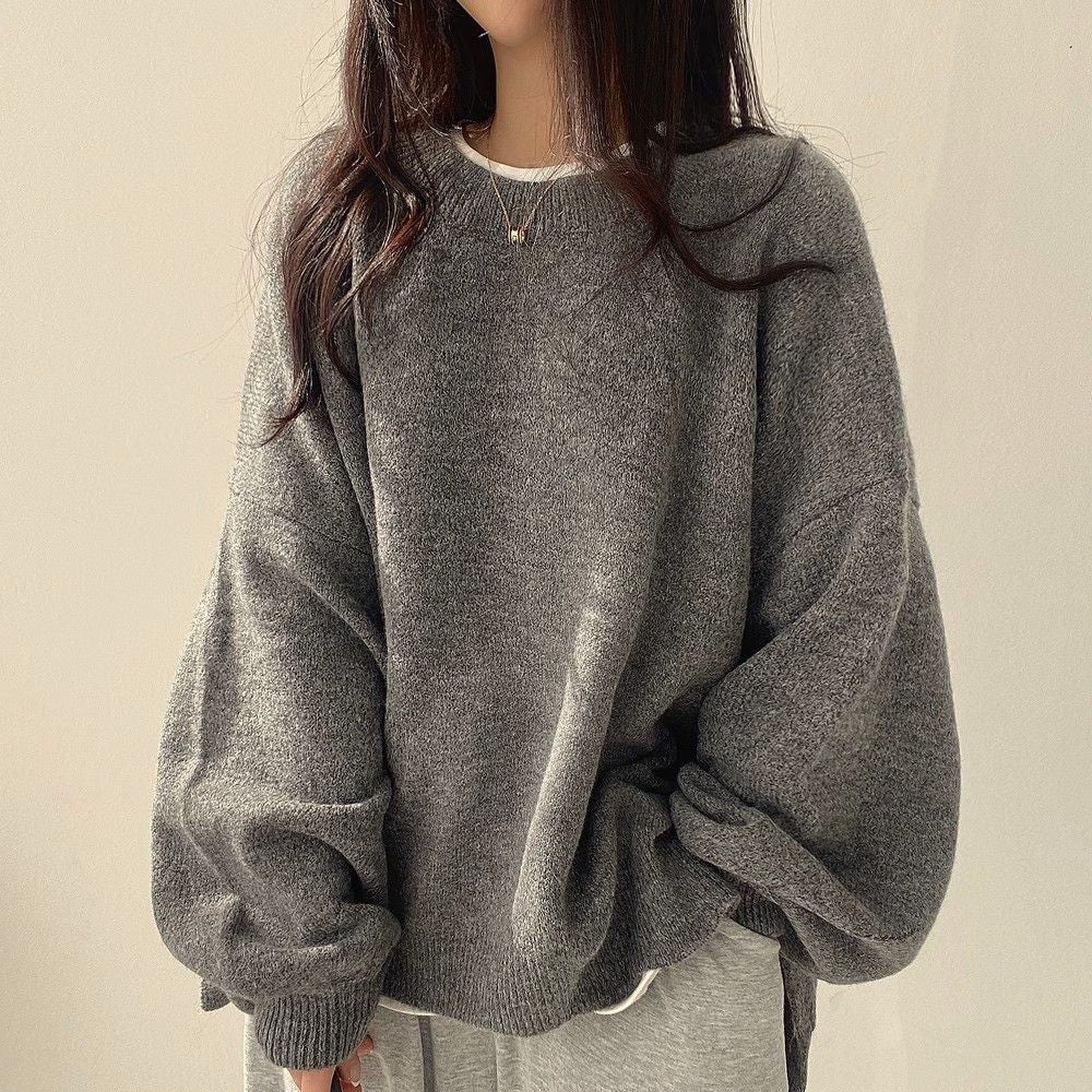 Knitted Lazy Sweater - Women's Fashion Sweater